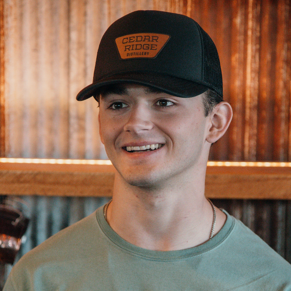Hat - Cedar Ridge Black Leather Patch Trucker Hat